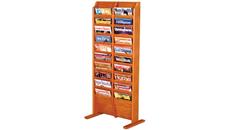 Literature Organizers Wooden Mallet 20 Pocket Oak Magazine Floor Rack