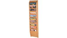 Literature Organizers Wooden Mallet 10 Pocket Oak Magazine Wall Rack