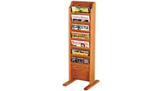 Literature Organizers Wooden Mallet 7 Pocket Oak Magazine Floor Rack