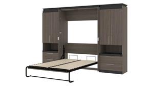 Murphy Beds - Full Bestar Office Furniture 118in W Full Murphy Bed and 2 Storage Cabinets with Pull-Out Shelves