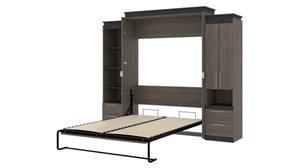 Murphy Beds - Queen Bestar Office Furniture 104in W Queen Murphy Bed and Narrow Storage Solutions with Drawers