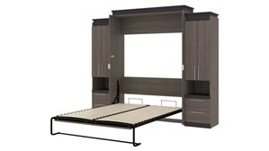 Murphy Beds - Queen Bestar Office Furniture 104in W Queen Murphy Bed and 2 Storage Cabinets with Pull-Out Shelves