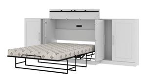 Full Size Beds Bestar Office Furniture 132in W Free-Standing Full Cabinet Bed with Mattress and Storage Cabinets