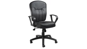 Ergonomic Task Chairs WFB Designs Black Leather Task Chair with Loop Arms