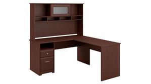 L Shaped Desks Bush Furnishings 60in W L-Shaped Computer Desk with Hutch and Drawers