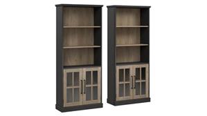 Bookcases Bush Furnishings 5 Shelf Bookcase with Glass Doors - Set of 2