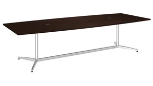 Conference Tables Bush Furnishings 10ft W x 48in D Boat Shaped Conference Table with Metal Base