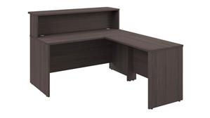 Reception Stand-Alone Desk Bush Furnishings 60in W x 72in D L-Shaped Reception Desk with Shelf