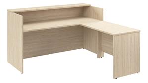 Reception Stand-Alone Desk Bush Furnishings 72in W x 72in D L-Shaped Reception Desk with Shelf