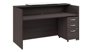 Reception Stand-Alone Desk Bush Furnishings 72in W x 30in D Reception Desk with Bow Front Counter and Mobile File Cabinet