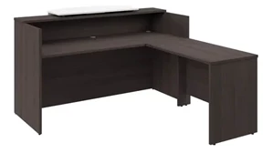 Reception Stand-Alone Desk Bush Furniture 72in W x 72in D L-Shaped Reception Desk with Bow Front Counter