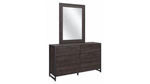 Dressers Bush Furniture 6 Drawer Dresser with Mirror