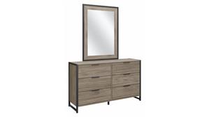 Dressers Bush Furniture 6 Drawer Dresser with Mirror