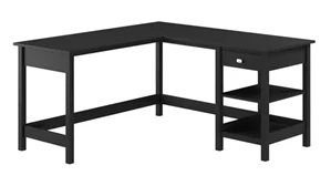 L Shaped Single Pedestal Desks Bush Furnishings 60in W L-Shaped Computer Desk with Storage