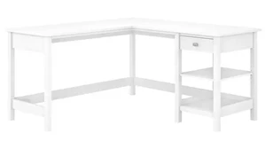 L Shaped Single Pedestal Desks Bush Furnishings 60in W L-Shaped Computer Desk with Storage