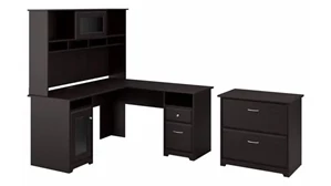 L Shaped Desks with Hutch Bush Furnishings 60in W L-Shaped Desk with Hutch and Lateral File Cabinet