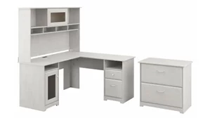 L Shaped Desks with Hutch Bush Furnishings 60in W L-Shaped Computer Desk with Hutch and Lateral File Cabinet