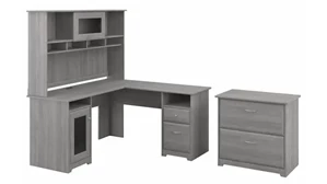 L Shaped Desks with Hutch Bush Furnishings 60in W L-Shaped Computer Desk with Hutch and Lateral File Cabinet