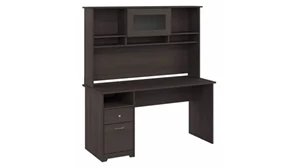Stand-Alone Desks with Hutch Bush Furnishings 60in W Computer Desk with Hutch and Drawers
