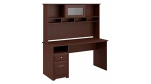 Stand-Alone Desks with Hutch Bush Furnishings 60in W Computer Desk with Hutch and Drawers