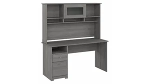 Stand-Alone Desks with Hutch Bush Furnishings 60in W Computer Desk with Hutch and Drawers