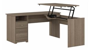 Standing Desks - Manually Adjustable Bush Furniture 60in W 3 Position L-Shaped Sit to Stand Desk