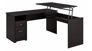 Standing Desks - Manually Adjustable Bush Furnishings 60in W 3 Position L-Shaped Sit to Stand Desk