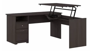 Standing Desks - Manually Adjustable Bush Furnishings 60in W 3 Position L-Shaped Sit to Stand Desk