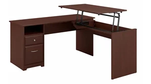 Standing Desks - Manually Adjustable Bush Furnishings 60in W 3 Position L Shaped Sit to Stand Desk