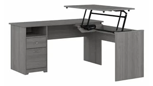 Standing Desks - Manually Adjustable Bush Furnishings 60in W 3 Position L-Shaped Sit to Stand Desk