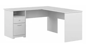 L Shaped Single Pedestal Desks Bush Furnishings 60in W L-Shaped Computer Desk with Drawers