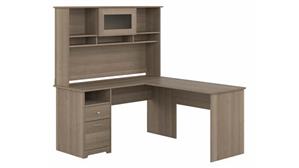 L Shaped Desks with Hutch Bush Furniture 60in W L-Shaped Computer Desk with Hutch and Drawers