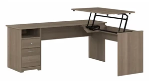 Standing Desks - Manually Adjustable Bush Furnishings 6ft W 3 Position L-Shaped Sit to Stand Desk