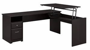 Standing Desks - Manually Adjustable Bush Furnishings 72in W 3 Position Sit to Stand L-Shaped Desk