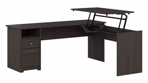 Standing Desks - Manually Adjustable Bush Furnishings 6ft W 3 Position L-Shaped Sit to Stand Desk