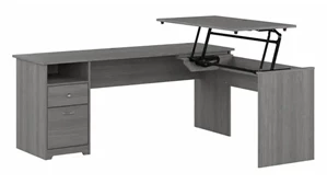 Standing Desks - Manually Adjustable Bush Furnishings 6ft W 3 Position L-Shaped Sit to Stand Desk
