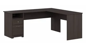 L Shaped Single Pedestal Desks Bush Furnishings 72in W L-Shaped Computer Desk with Drawers
