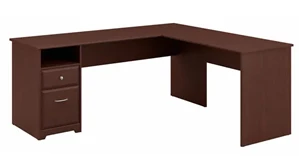 L Shaped Single Pedestal Desks Bush Furniture 72in W L-Shaped Computer Desk with Drawers