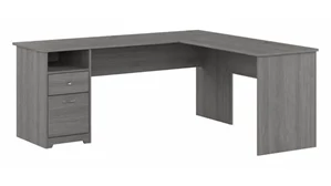 L Shaped Single Pedestal Desks Bush Furnishings 72in W L-Shaped Computer Desk with Drawers