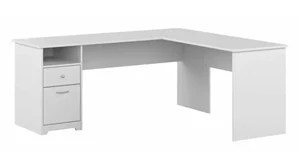 L Shaped Single Pedestal Desks Bush 72in W L-Shaped Computer Desk with Drawers