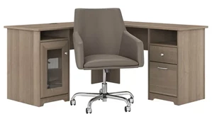 L Shaped Double Pedestal Desks Bush Furniture 60in W L-Shaped Computer Desk with Mid Back Leather Box Chair