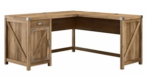 L Shaped Single Pedestal Desks Bush Furnishings 60in W L-Shaped Desk with Drawer and Storage Cabinet