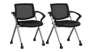 Nesting Chairs Bush Furniture Mesh Back Nesting Chairs with Arms - Set of 2