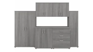 Tall Storage Cabinets Bush Furnishings 6 Piece Modular Closet Storage Set with Floor and Wall Cabinets