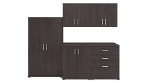 Tall Storage Cabinets Bush Furnishings 5 Piece Modular Closet Storage Set with Floor and Wall Cabinets