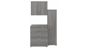 Tall Storage Cabinets Bush Furnishings 3 Piece Modular Closet Storage Set with Floor and Wall Cabinets