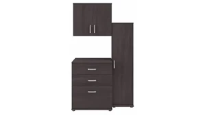 Tall Storage Cabinets Bush Furnishings 3 Piece Modular Closet Storage Set with Floor and Wall Cabinets