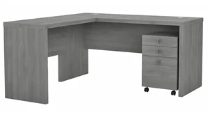 L Shaped Single Pedestal Desks Bush Furniture L-Shaped Desk with Mobile File Cabinet