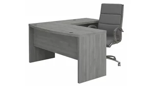 L Shaped Desk Shells Bush L-Shaped Bow Front Desk with High Back Chair