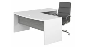 L Shaped Desk Shells Bush Furnishings 72in W Bow Front L-Shaped Desk and High Back Leather Executive Office Chair